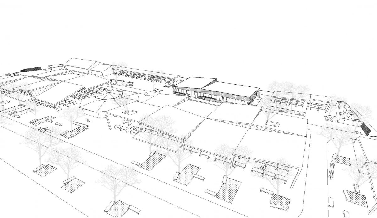 Perspective view of the new Market Place
