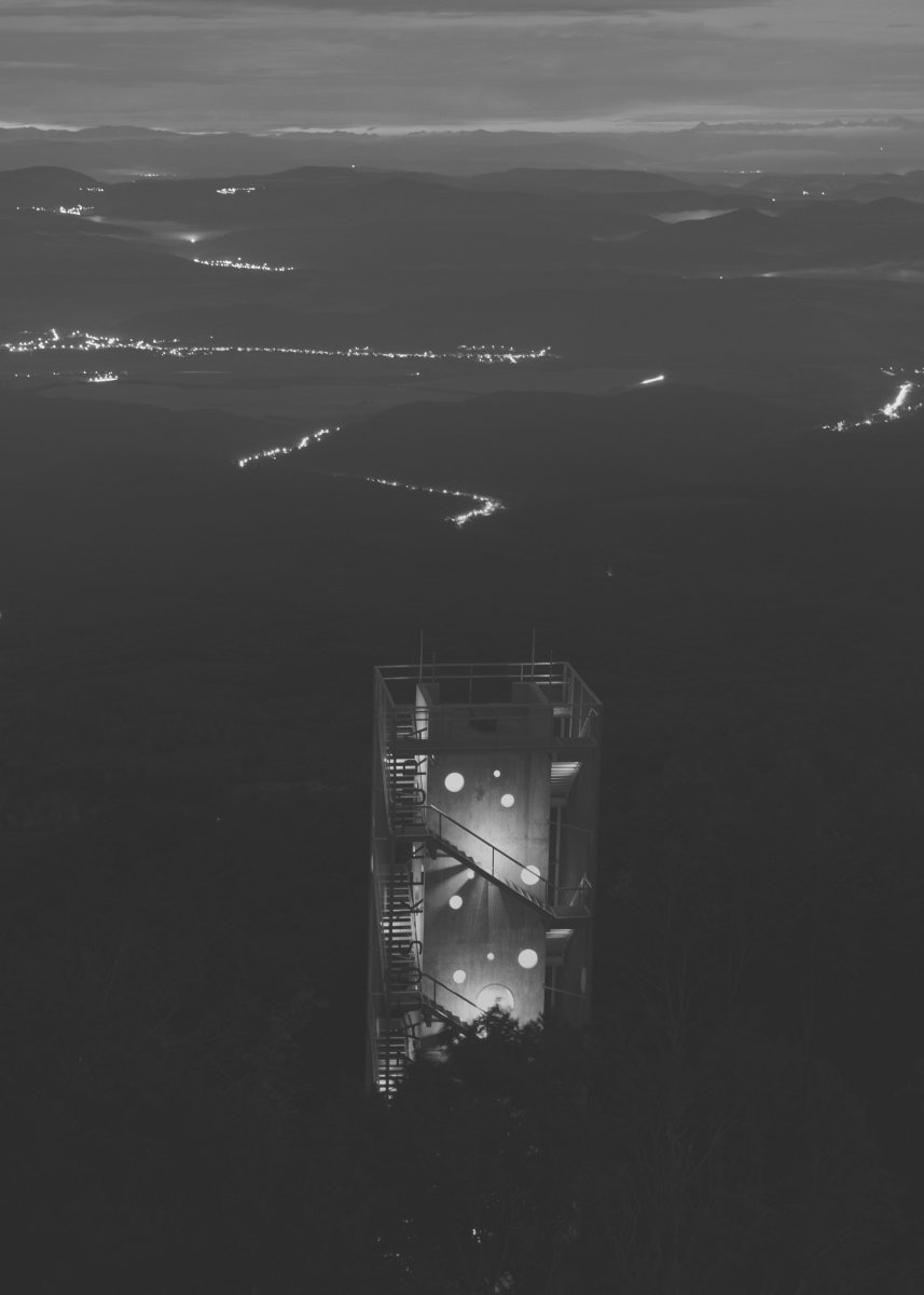 the tower in the nightly landscape