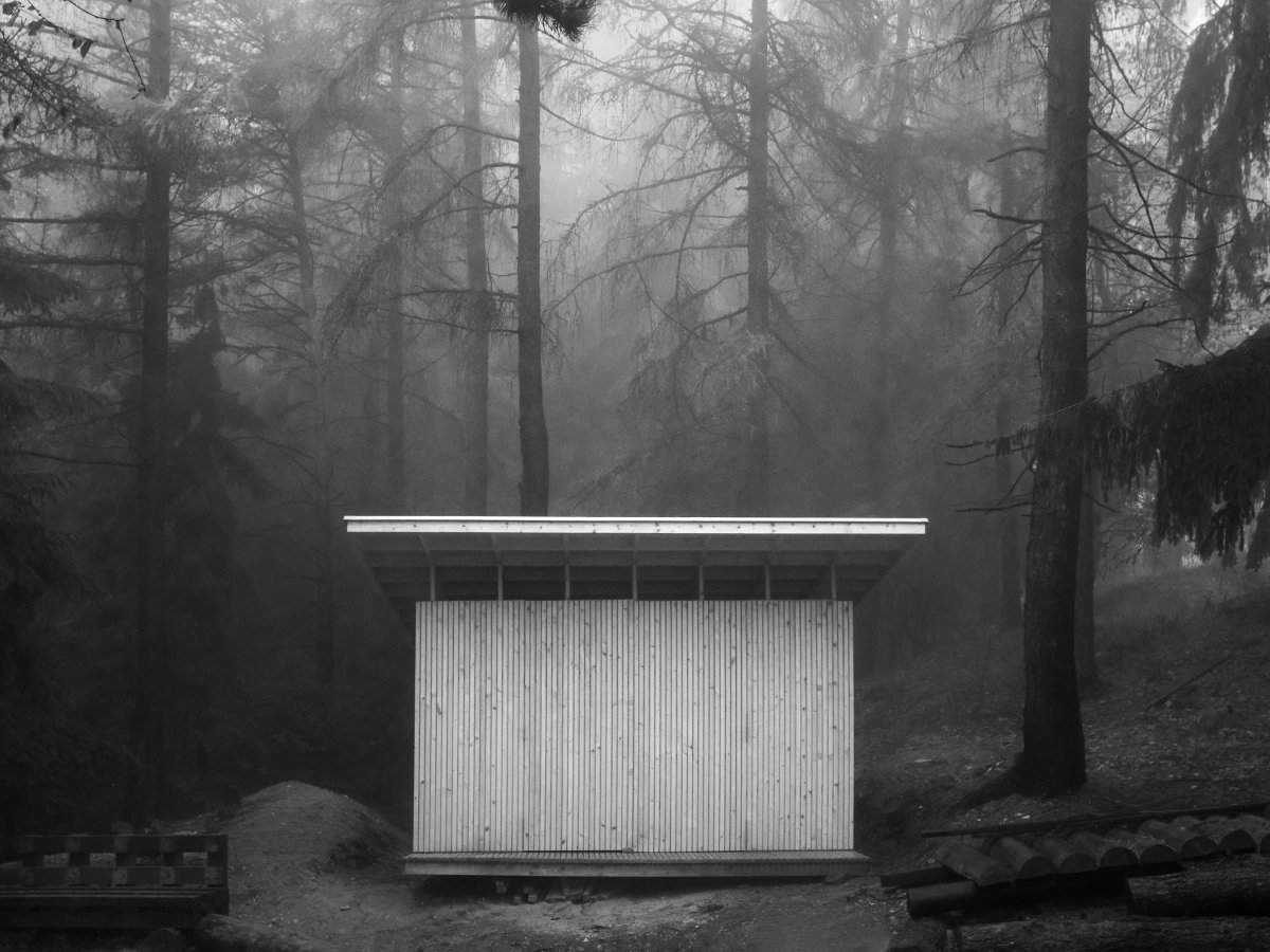 Shelter during a foggy morning