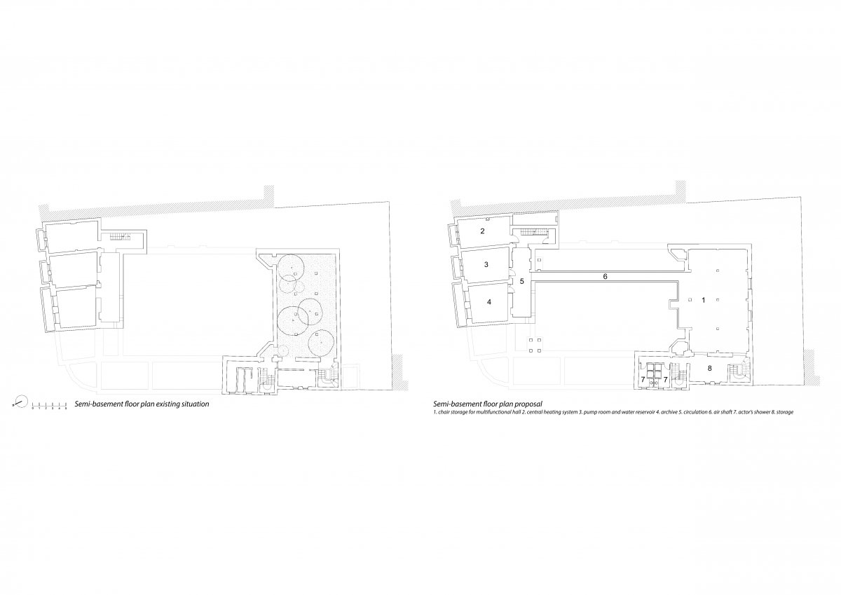 The semi-basement floor plan